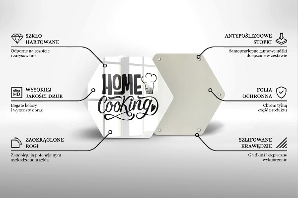 Deska szklana do kuchni Napis Home cooking