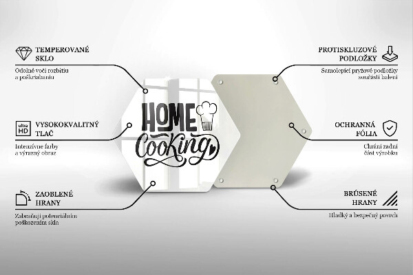 Deska szklana do kuchni Napis Home cooking