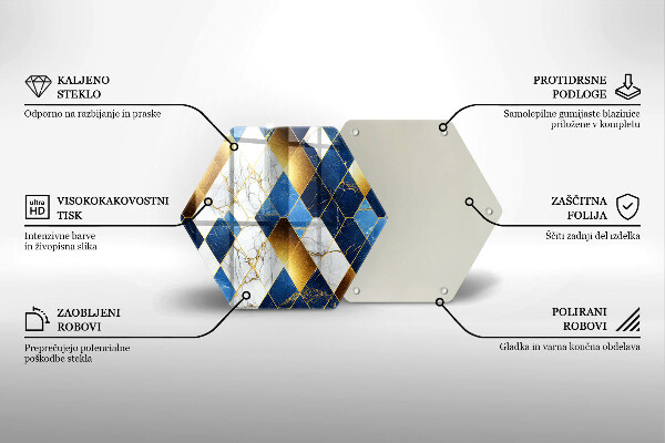 Deska kuchenna Złote romby marmur