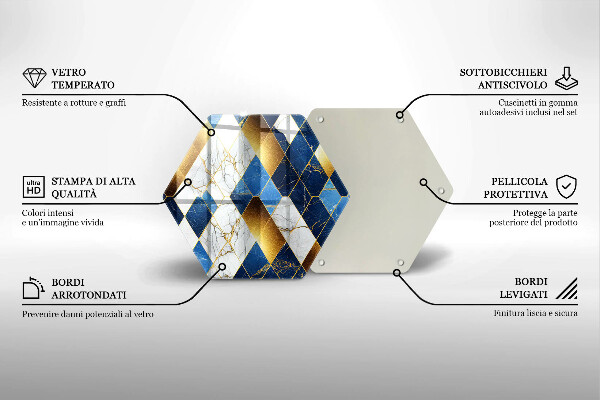 Deska kuchenna Złote romby marmur