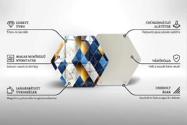 Deska kuchenna Złote romby marmur
