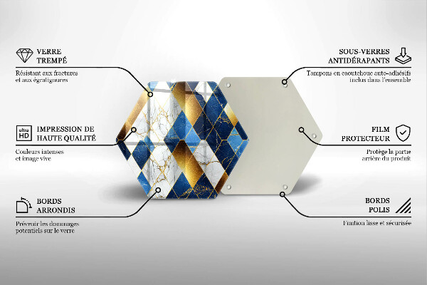 Deska kuchenna Złote romby marmur