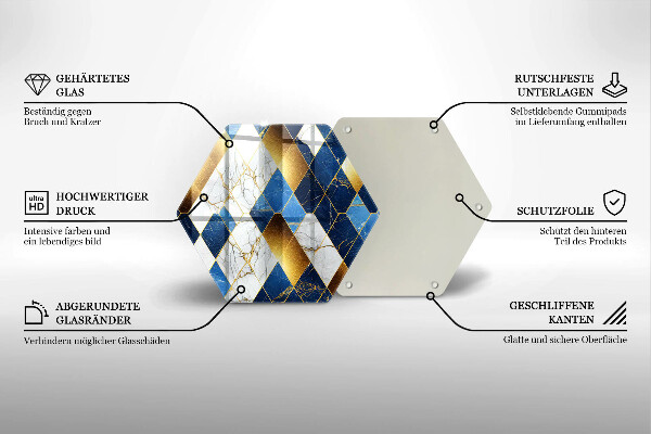 Deska kuchenna Złote romby marmur