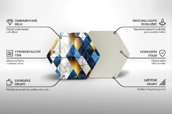 Deska kuchenna Złote romby marmur