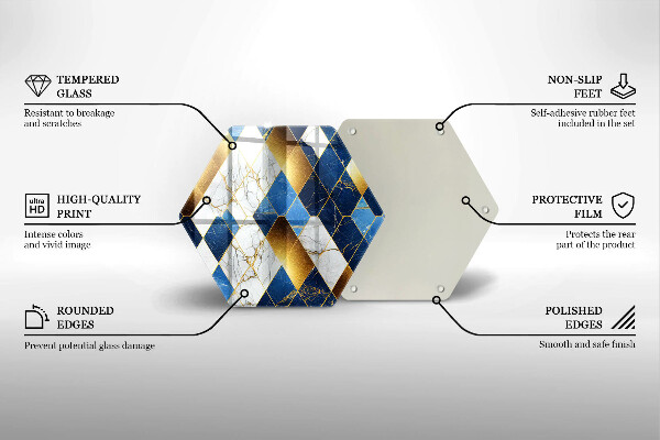 Deska kuchenna Złote romby marmur