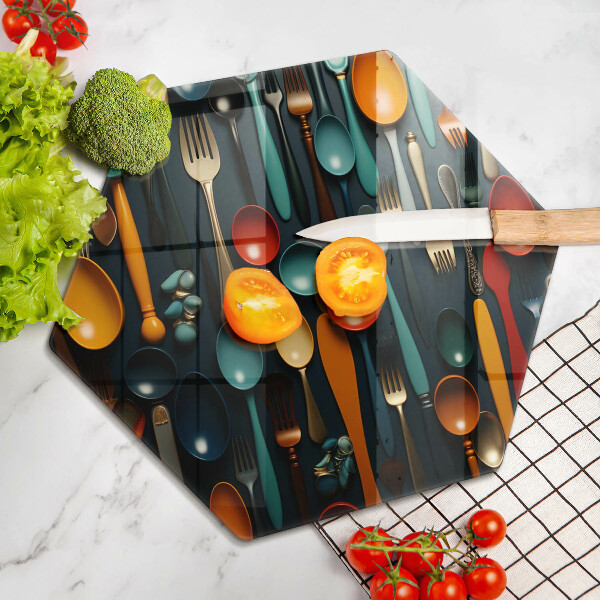 Deska kuchenna Kolorowe łyżki i widelce