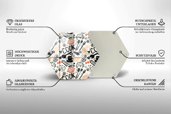 Deska szklana kuchenna Rysunkowy motyw kuchenny