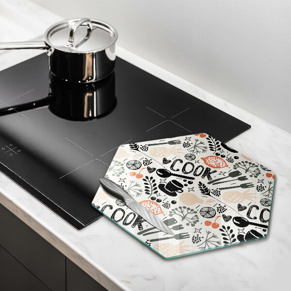 Deska szklana kuchenna Rysunkowy motyw kuchenny