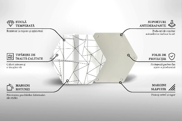 Deska szklana kuchenna Białe trójkąty