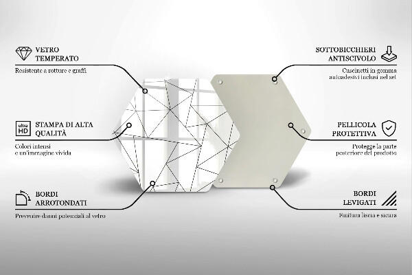 Deska szklana kuchenna Białe trójkąty