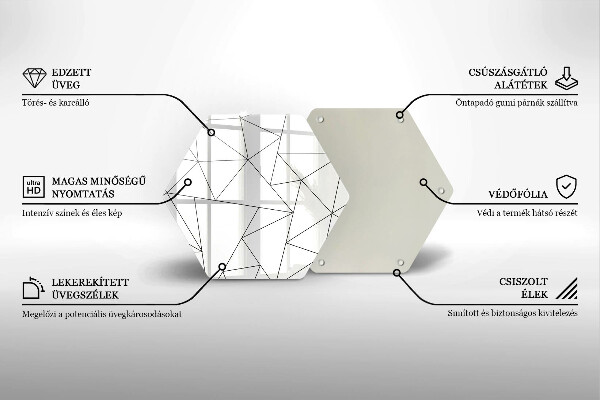 Deska szklana kuchenna Białe trójkąty