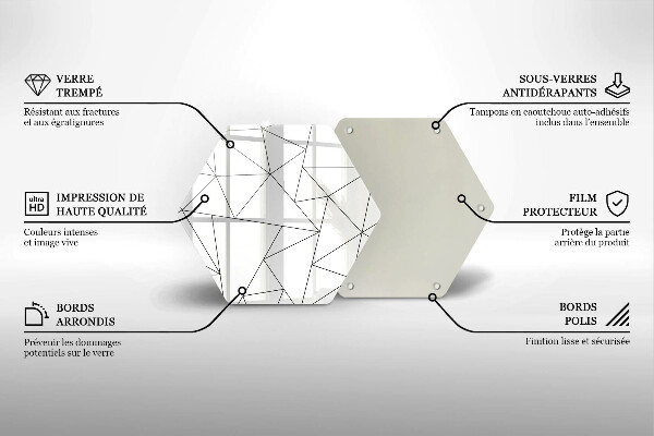 Deska szklana kuchenna Białe trójkąty