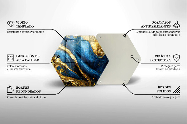 Deska szklana kuchenna Niebiesko-złoty marmur