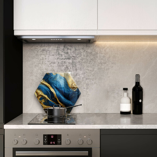 Deska szklana kuchenna Niebiesko-złoty marmur