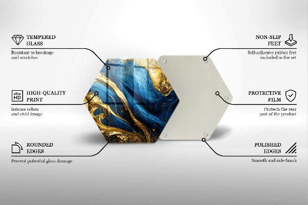Deska szklana kuchenna Niebiesko-złoty marmur