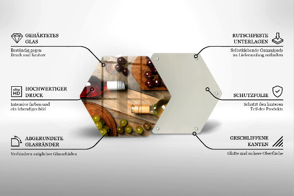 Deska szklana kuchenna Butelki wina i winogrona