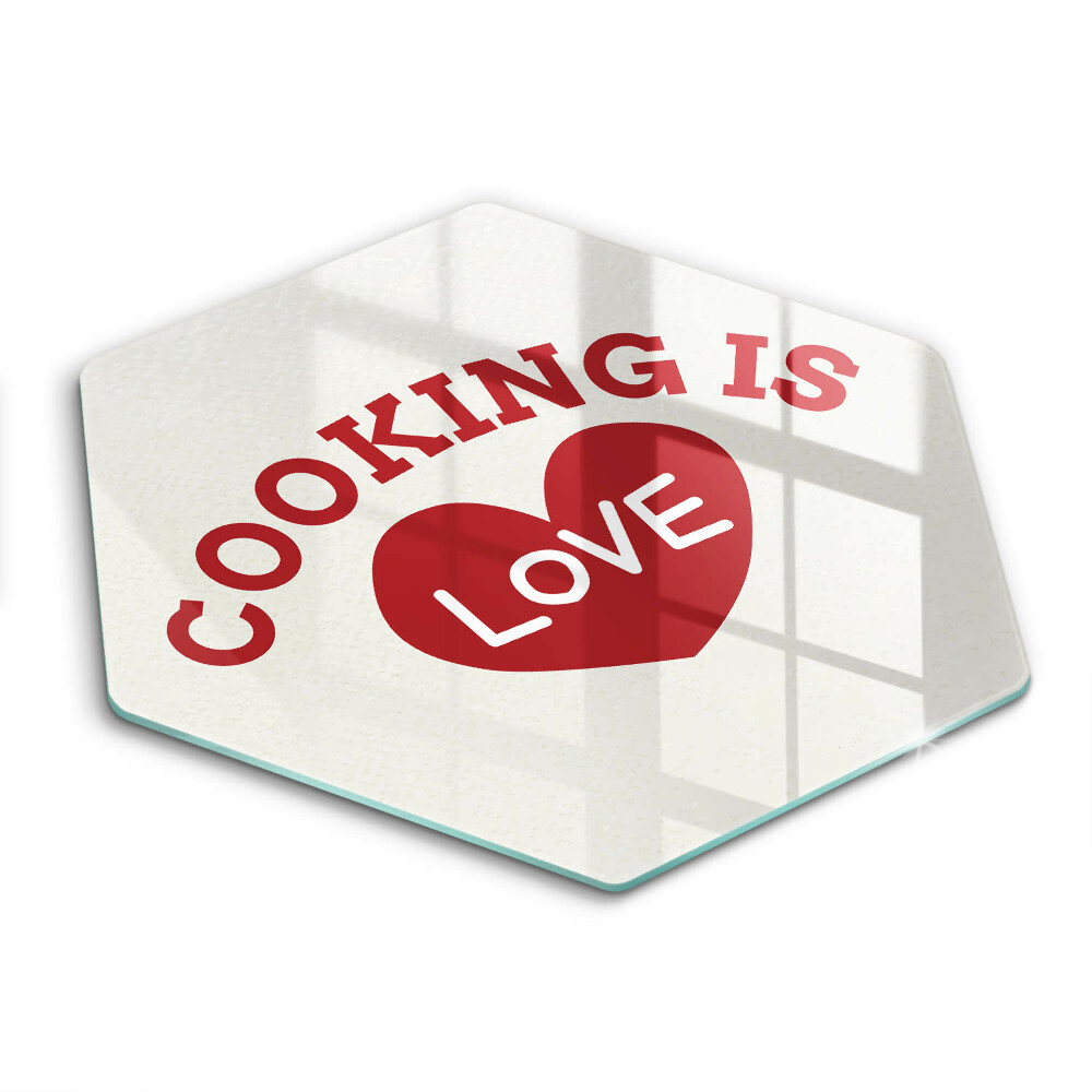 Deska szklana kuchenna Napis Cooking is love