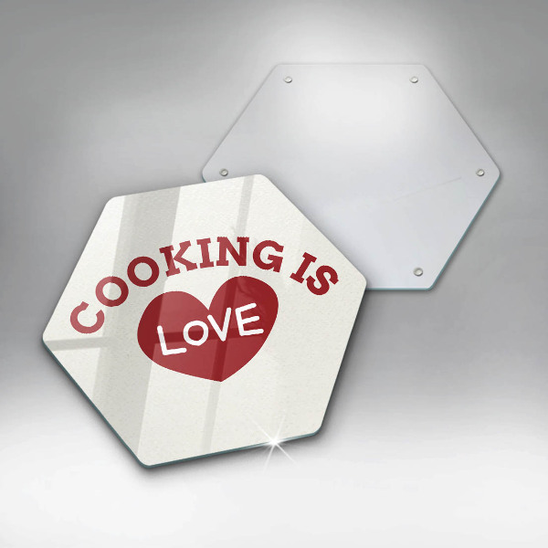 Deska szklana kuchenna Napis Cooking is love