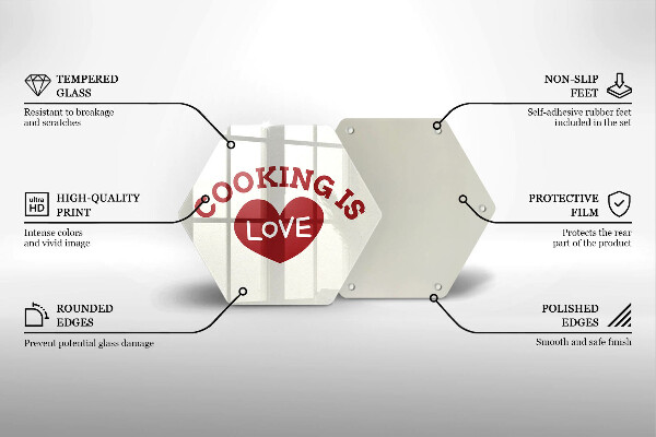 Deska szklana kuchenna Napis Cooking is love