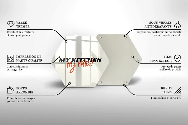 Deska szklana kuchenna Napis My kitchen my rules