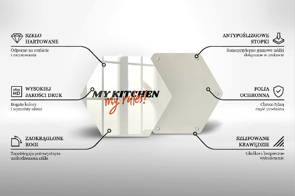 Deska szklana kuchenna Napis My kitchen my rules