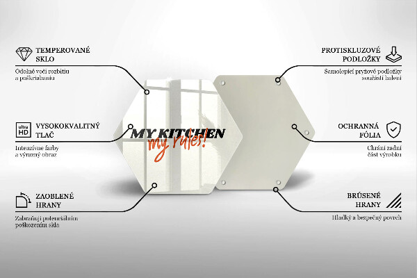 Deska szklana kuchenna Napis My kitchen my rules