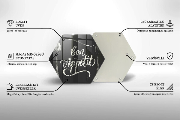 Deska szklana kuchenna Napis Bon Appetit