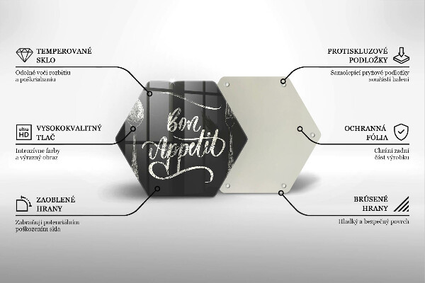 Deska szklana kuchenna Napis Bon Appetit