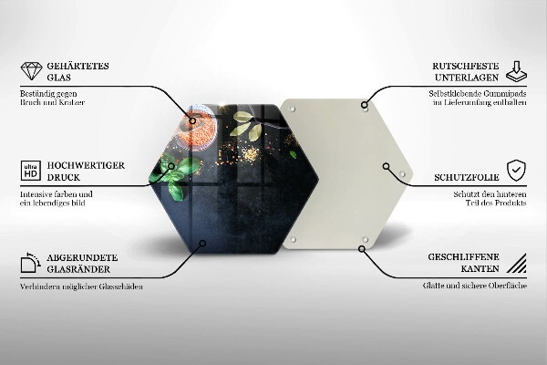 Deska szklana kuchenna Miseczki z przyprawami