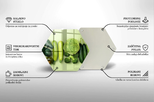 Deska szklana kuchenna Zielone owoce i warzywa