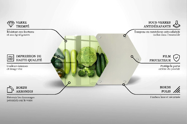 Deska szklana kuchenna Zielone owoce i warzywa