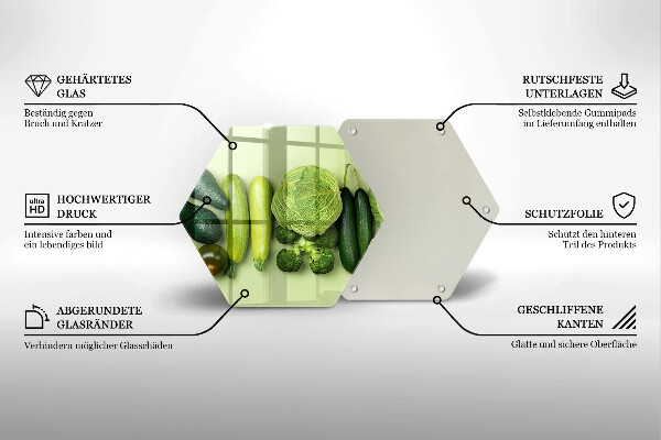 Deska szklana kuchenna Zielone owoce i warzywa