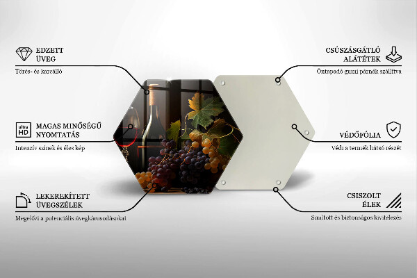Deska szklana kuchenna Kieliszek wina i winogrona