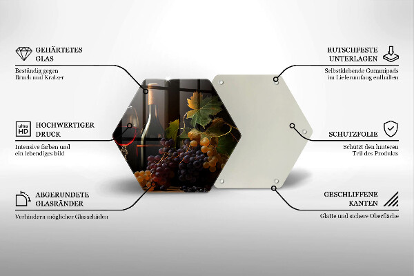 Deska szklana kuchenna Kieliszek wina i winogrona