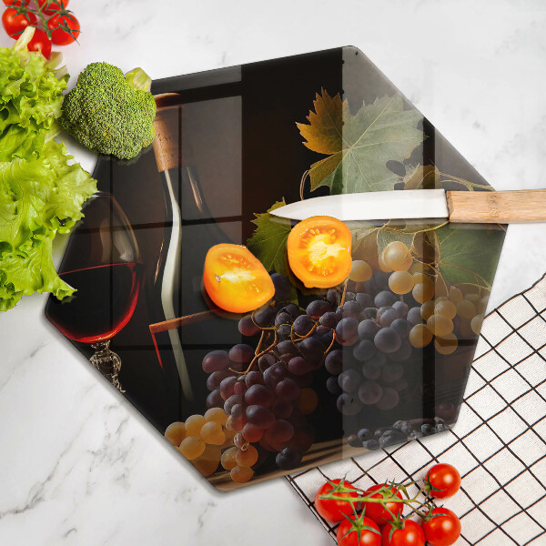 Deska szklana kuchenna Kieliszek wina i winogrona