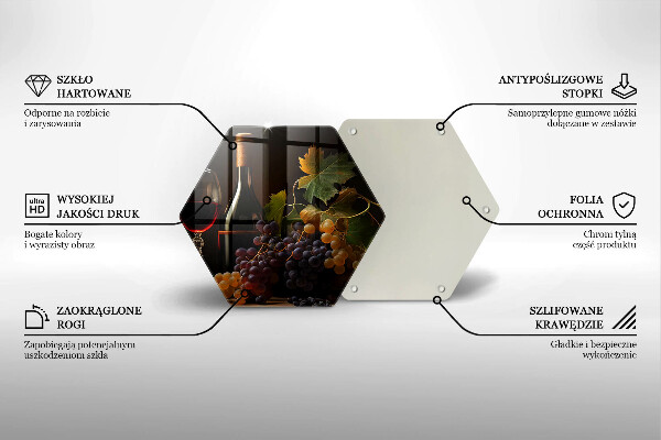 Deska szklana kuchenna Kieliszek wina i winogrona