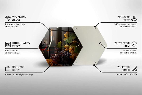 Deska szklana kuchenna Kieliszek wina i winogrona