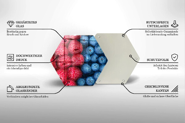 Deska kuchenna Owoce maliny i borówki