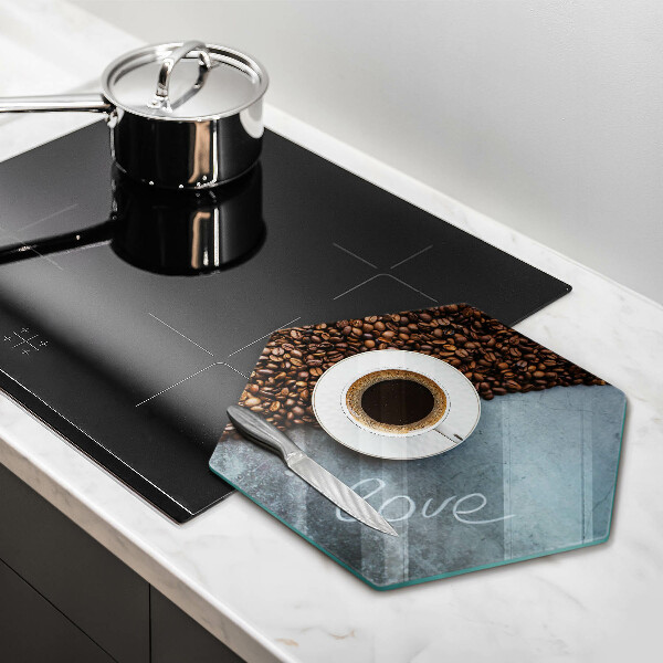 Deska kuchenna Ziarna kawy i filiżanka