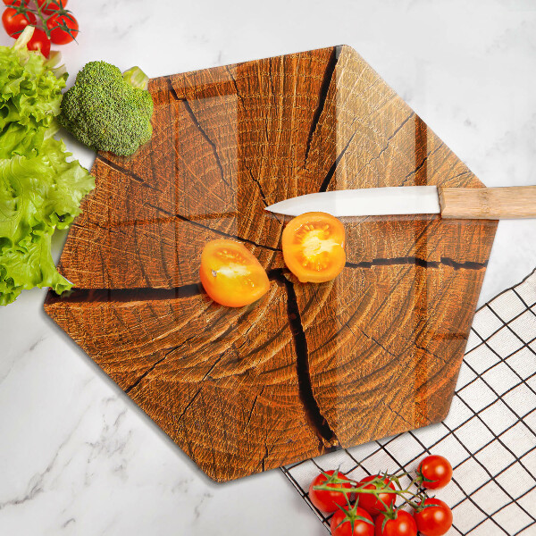 Deska szklana do kuchni Pień drewna struktura