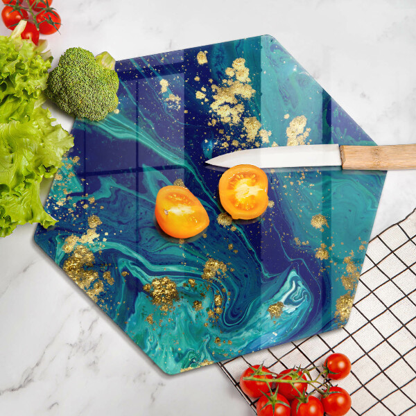 Deska szklana do kuchni Abstrakcja ze złotem