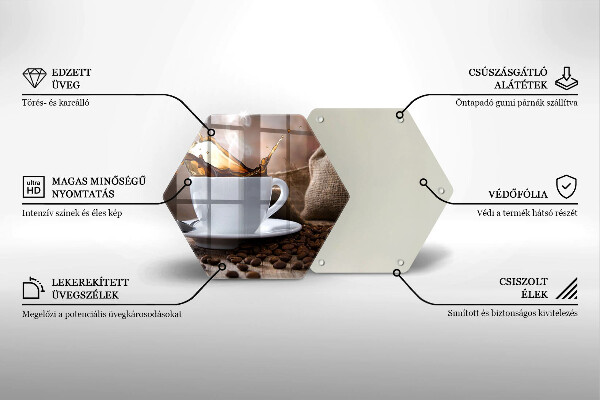 Deska szklana do kuchni Filiżanka i ziarna kawy