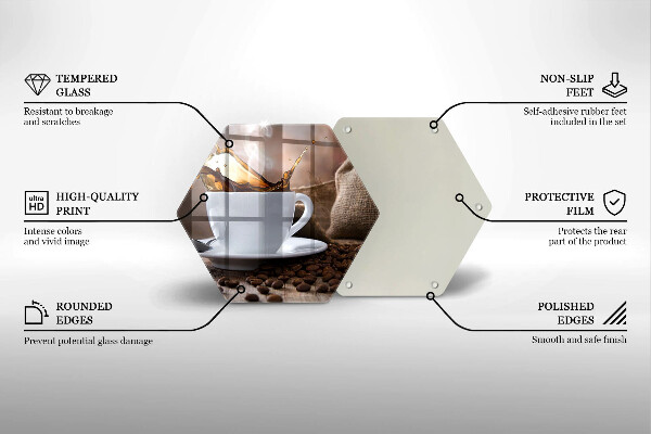 Deska szklana do kuchni Filiżanka i ziarna kawy