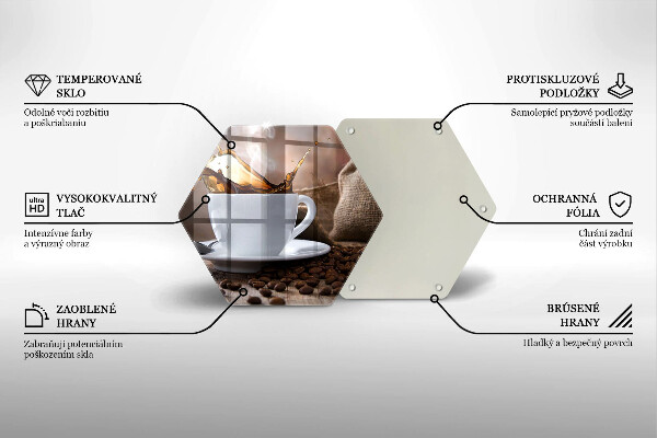 Deska szklana do kuchni Filiżanka i ziarna kawy