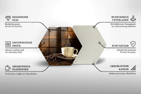 Deska szklana do kuchni Filiżanka kawy drewno
