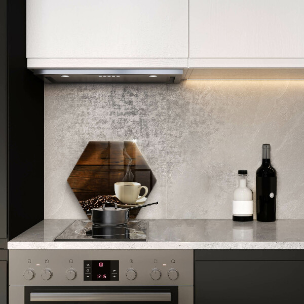 Deska szklana do kuchni Filiżanka kawy drewno