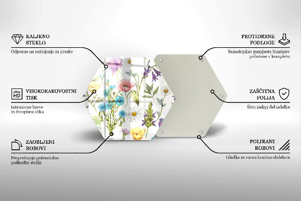 Deska szklana do kuchni Ilustracja kwiaty