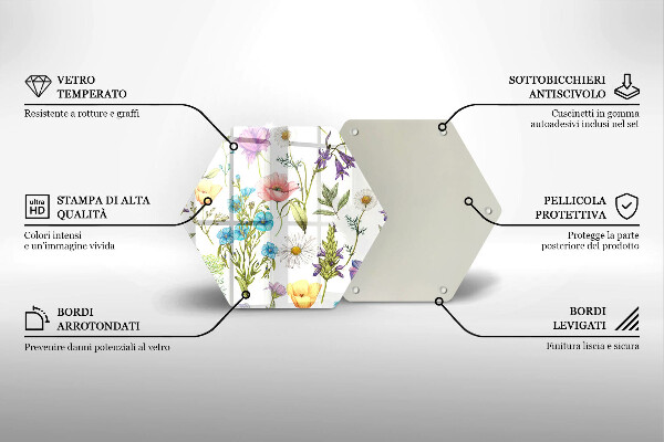 Deska szklana do kuchni Ilustracja kwiaty