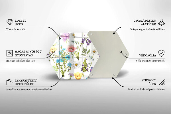 Deska szklana do kuchni Ilustracja kwiaty
