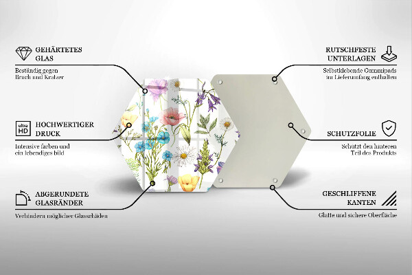 Deska szklana do kuchni Ilustracja kwiaty
